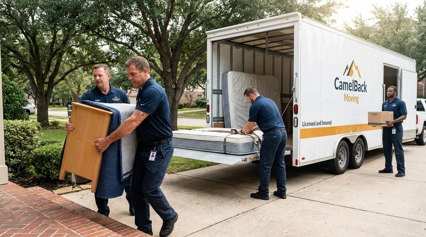 Crew loading residential truck for cross-state move from Bainbridge, NY